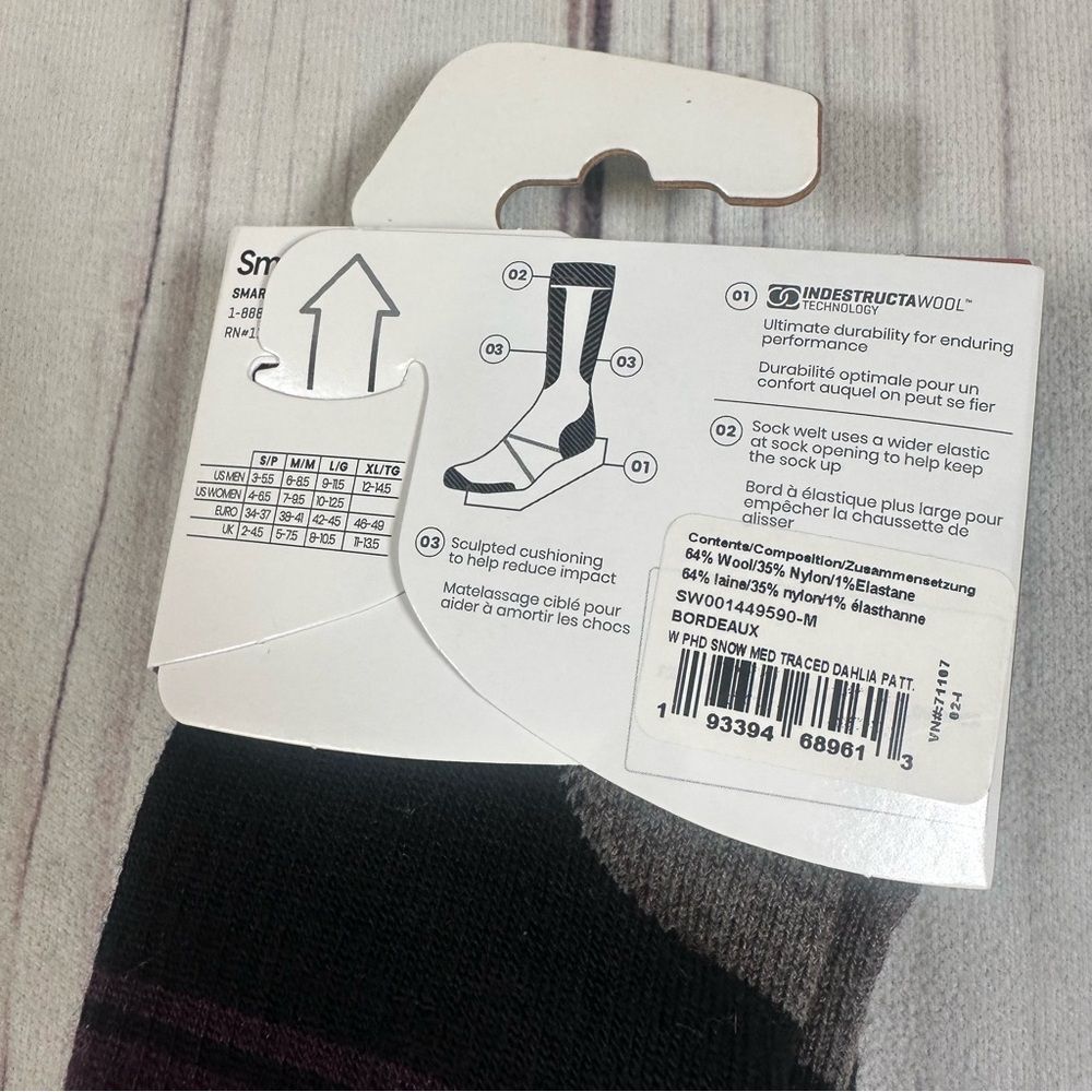 NWT! Smartwool PhD Snow Athlete Series Womens Medium Mary‎ Rand Merino Wool - Picture 6 of 6